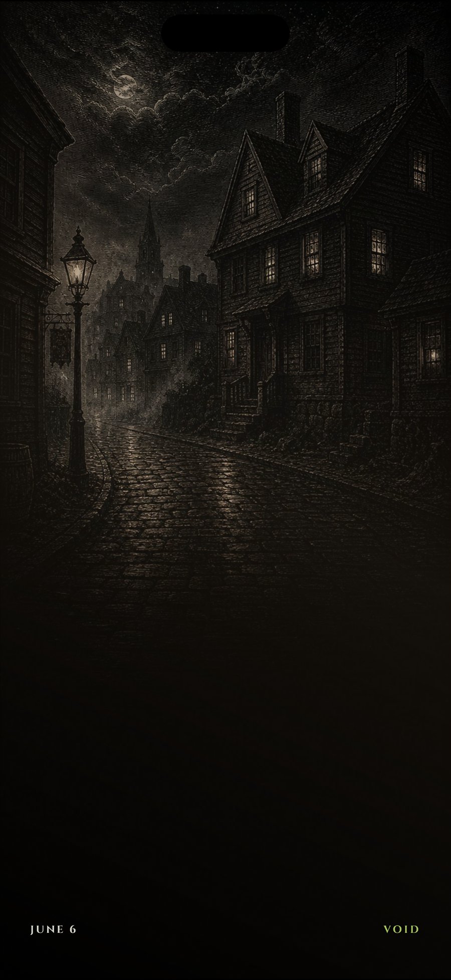 Void: Eldritch Daily iPhone art mode with full-screen dark artwork